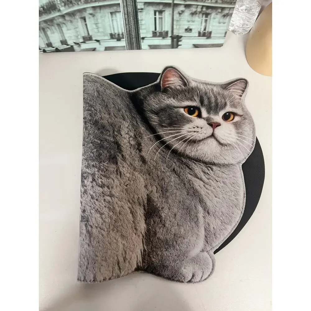 Realistic Cat Shaped Anti-Slip Floor Mat Soft Plush Home Decor Carpet